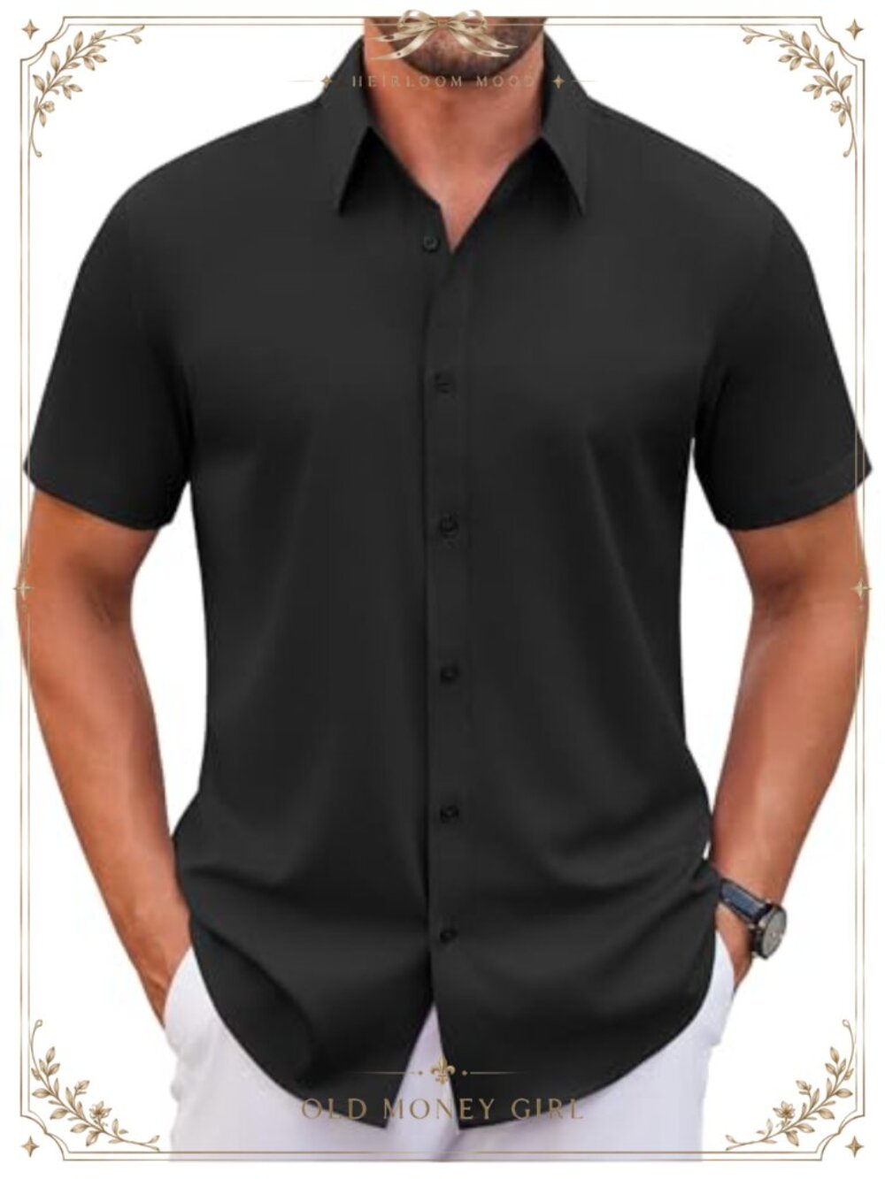 Men's Stretch Dress Shirt Short Sleeve Wrinkle Free Button Down